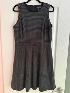 White House Black Market Black Textured Sleeveless Midi Dress